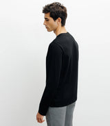T-shirt col rond manches longues noir - IZAC
