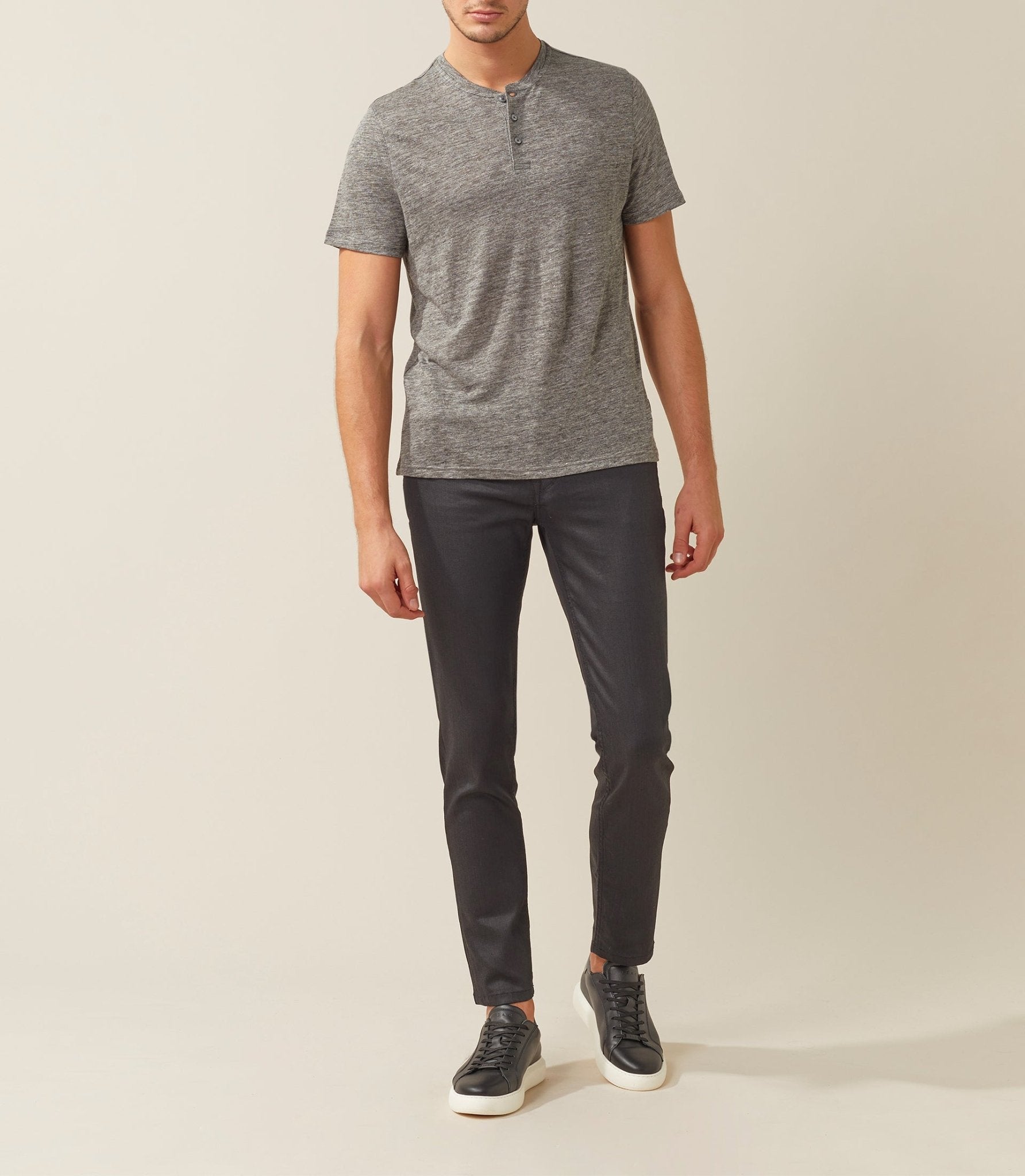T shirt col rond gris - chiné "Xabi" - IZAC