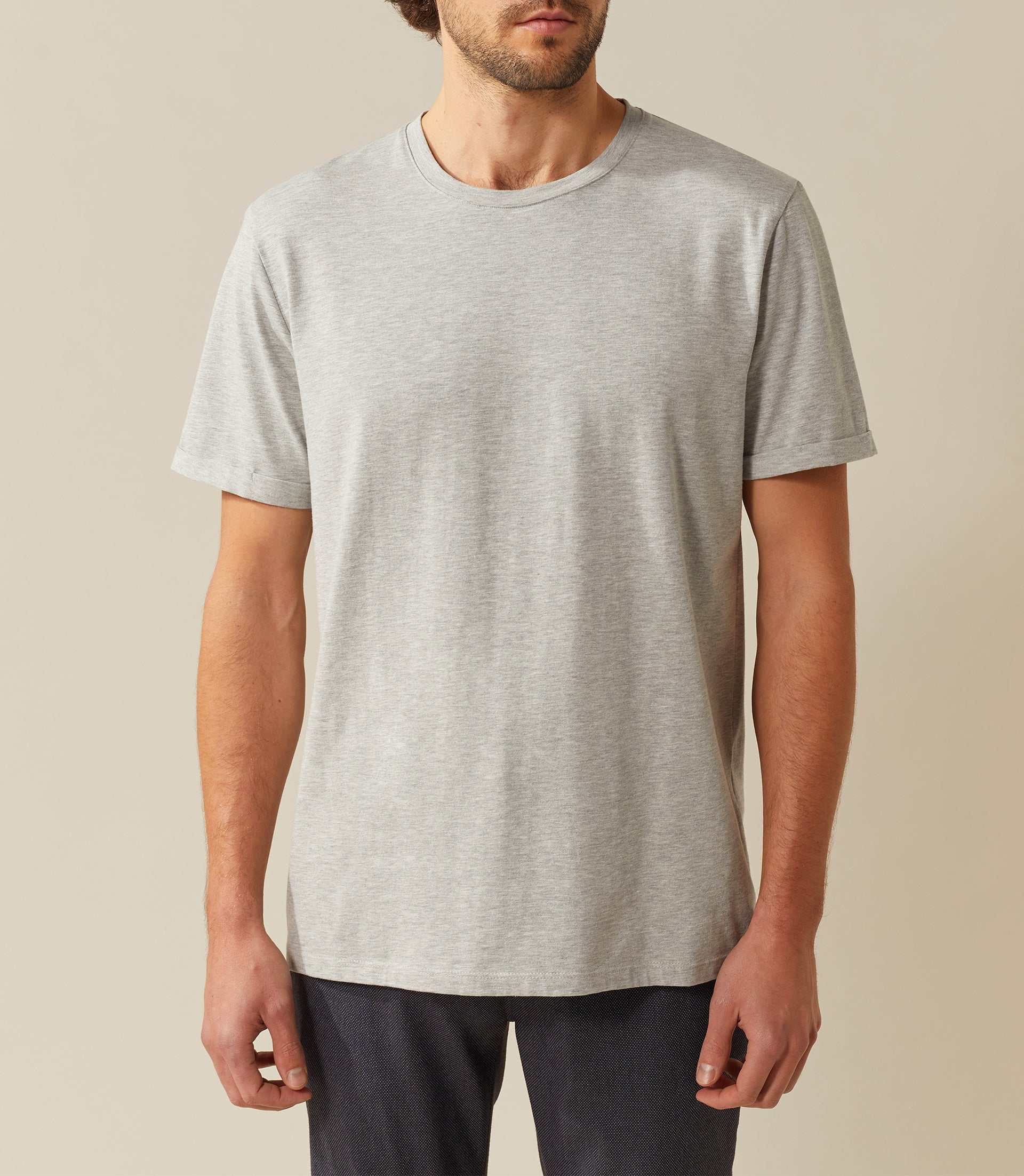 T shirt col rond gris - chine "Xana" - IZAC