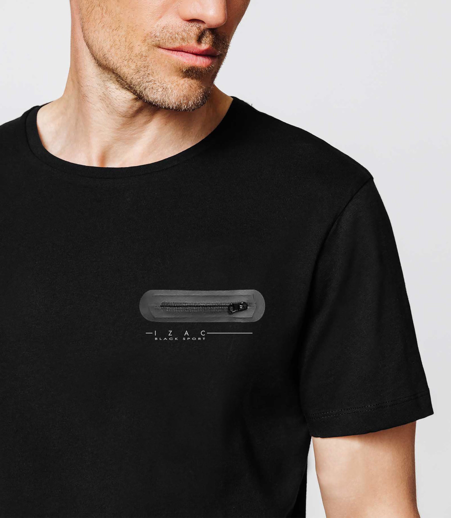 T-shirt noir zip - IZAC