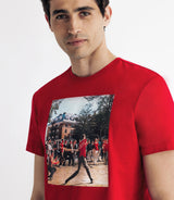 T-shirt col rond avec print rouge