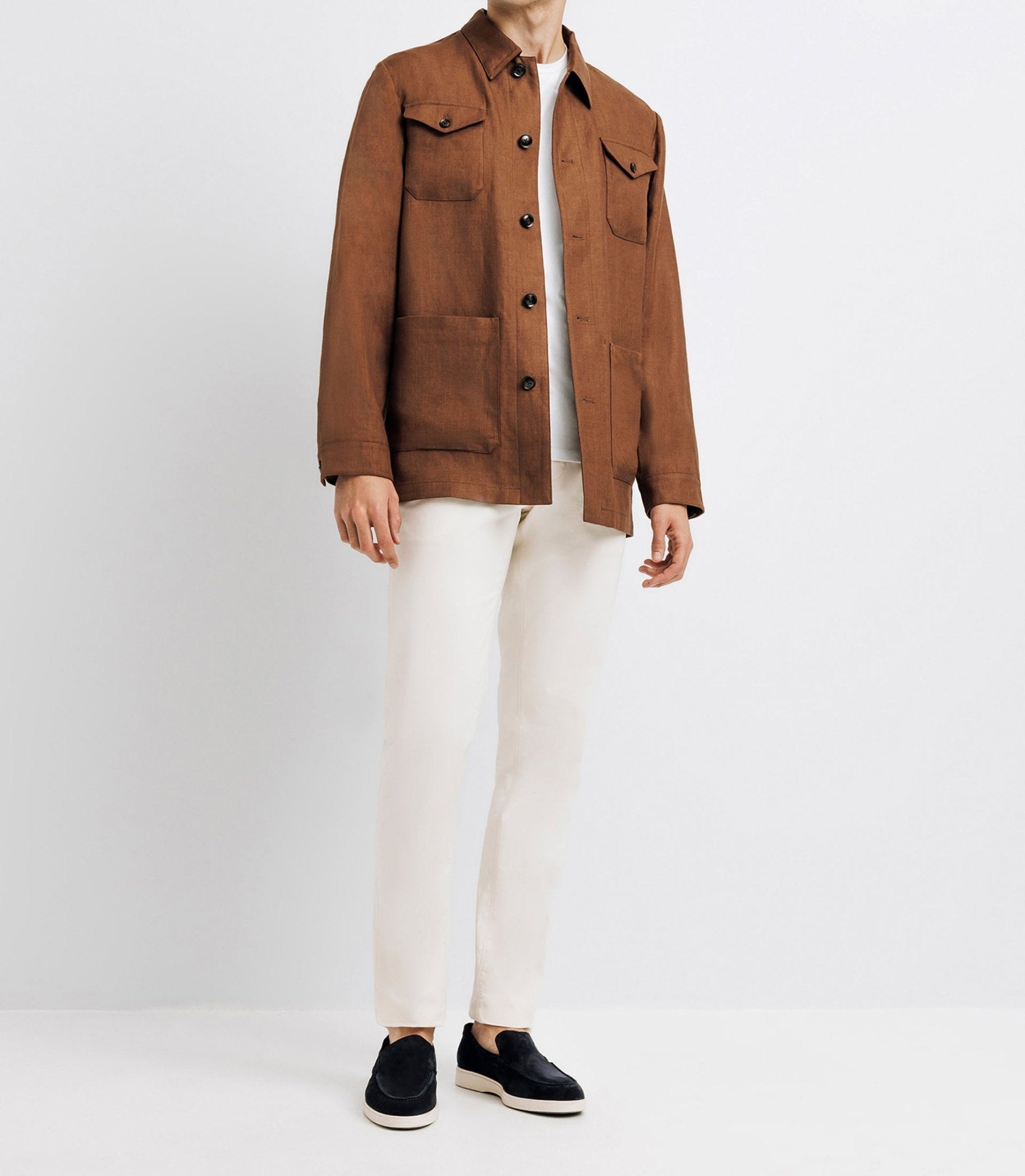 Veste casual 100% lin truffe - IZAC
