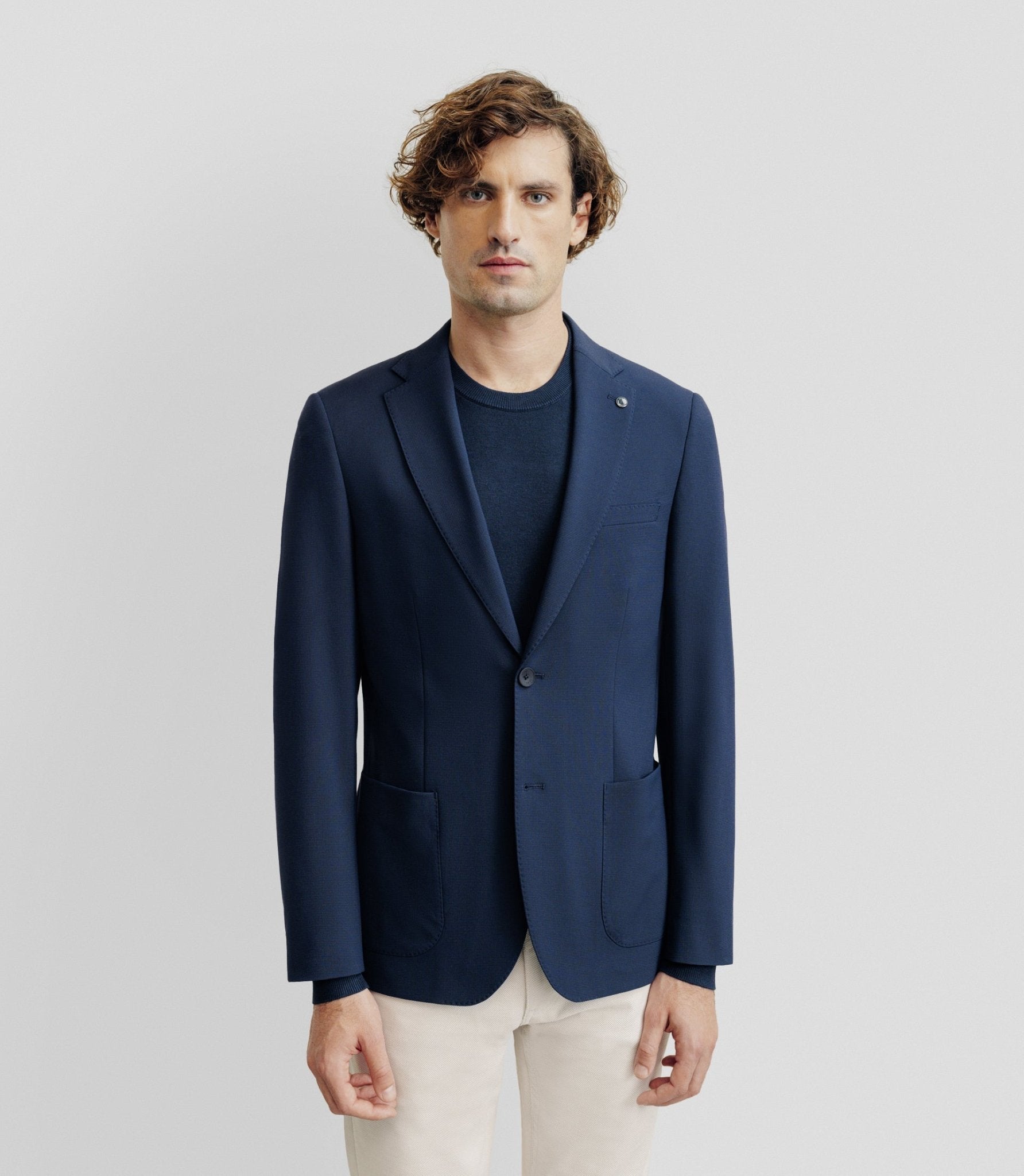 Veste en tissu armuré marine - IZAC
