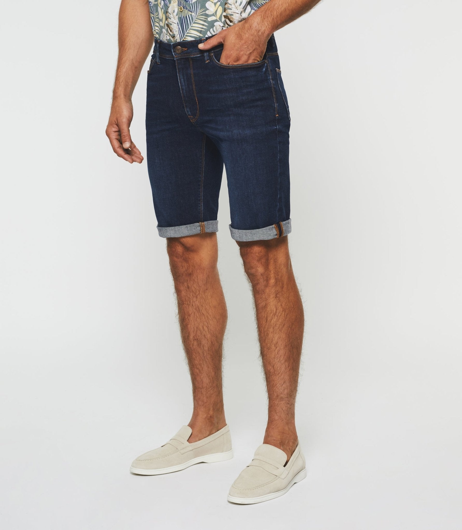 Bermuda hydroless denim bleu foncé "Start" - IZAC