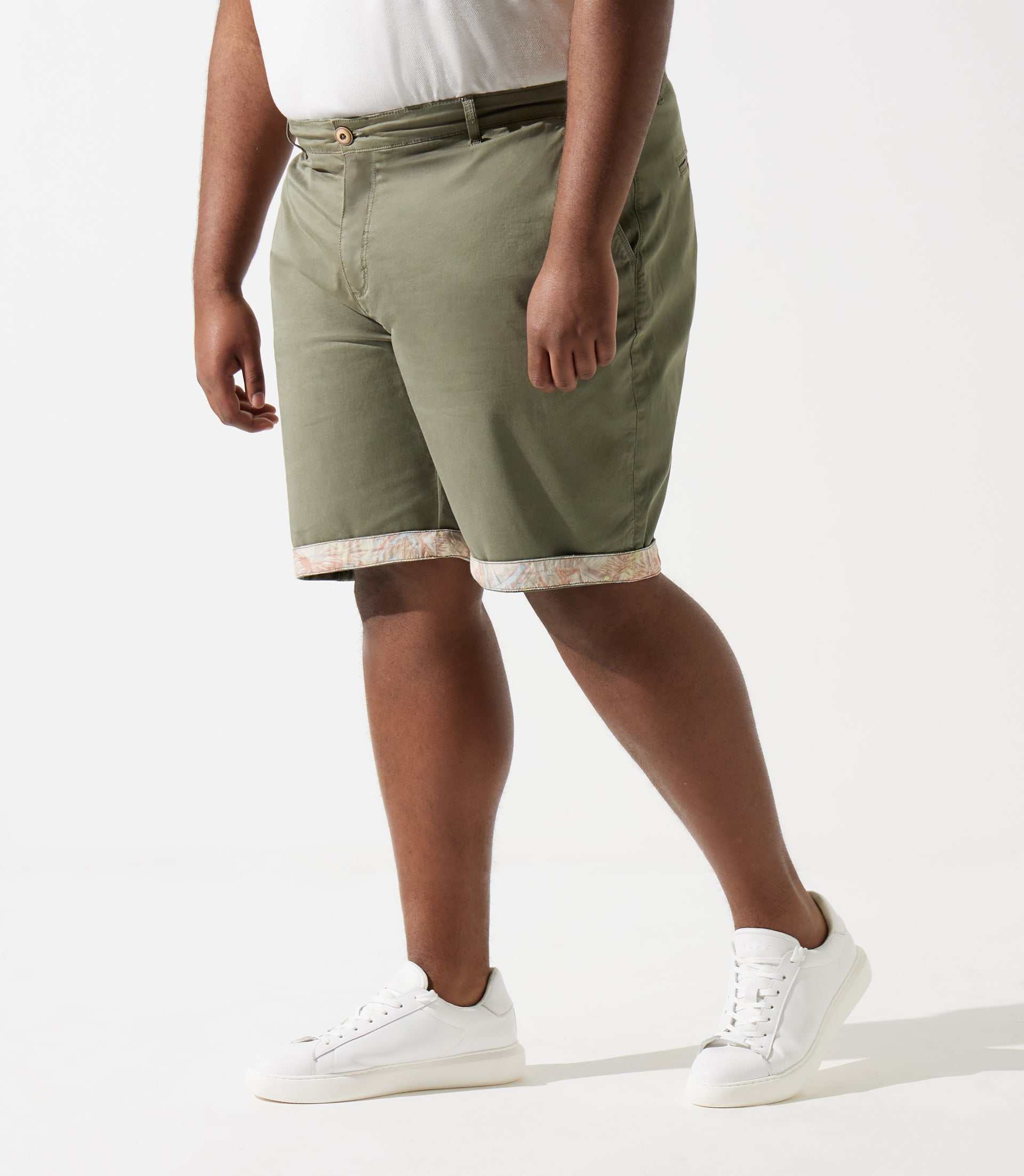 Bermuda coton stretch kaki clair SLOWLYBT - IZAC