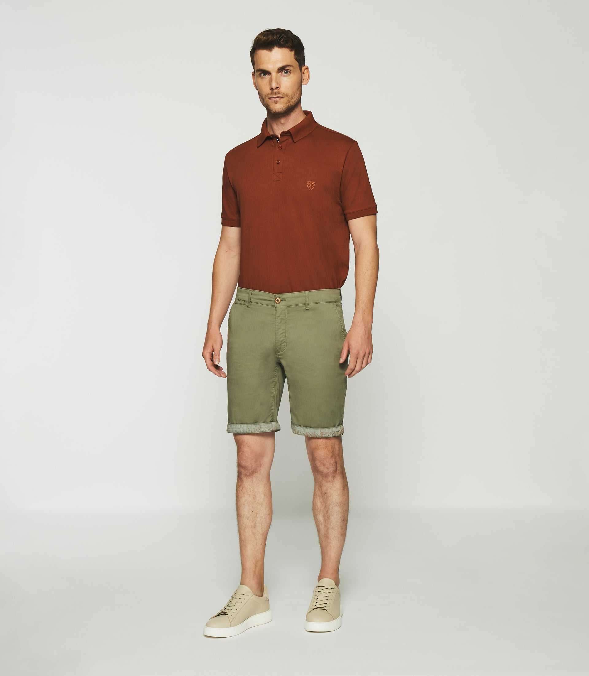Bermuda en coton stretch kaki clair SLOWLY - IZAC