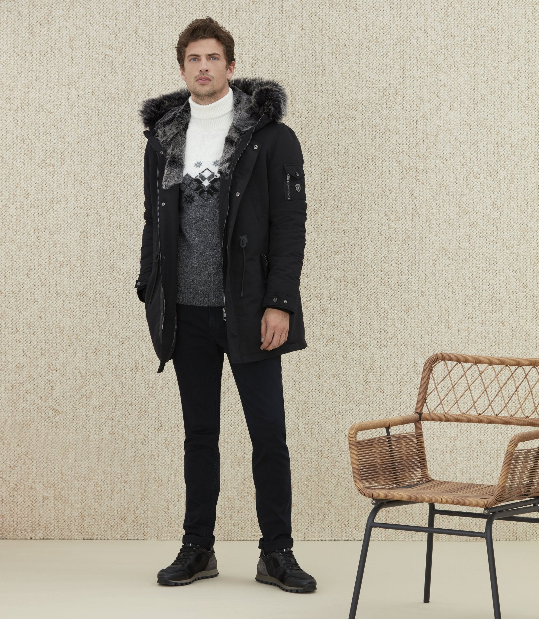 Parka longue noire "Ticiano" - IZAC