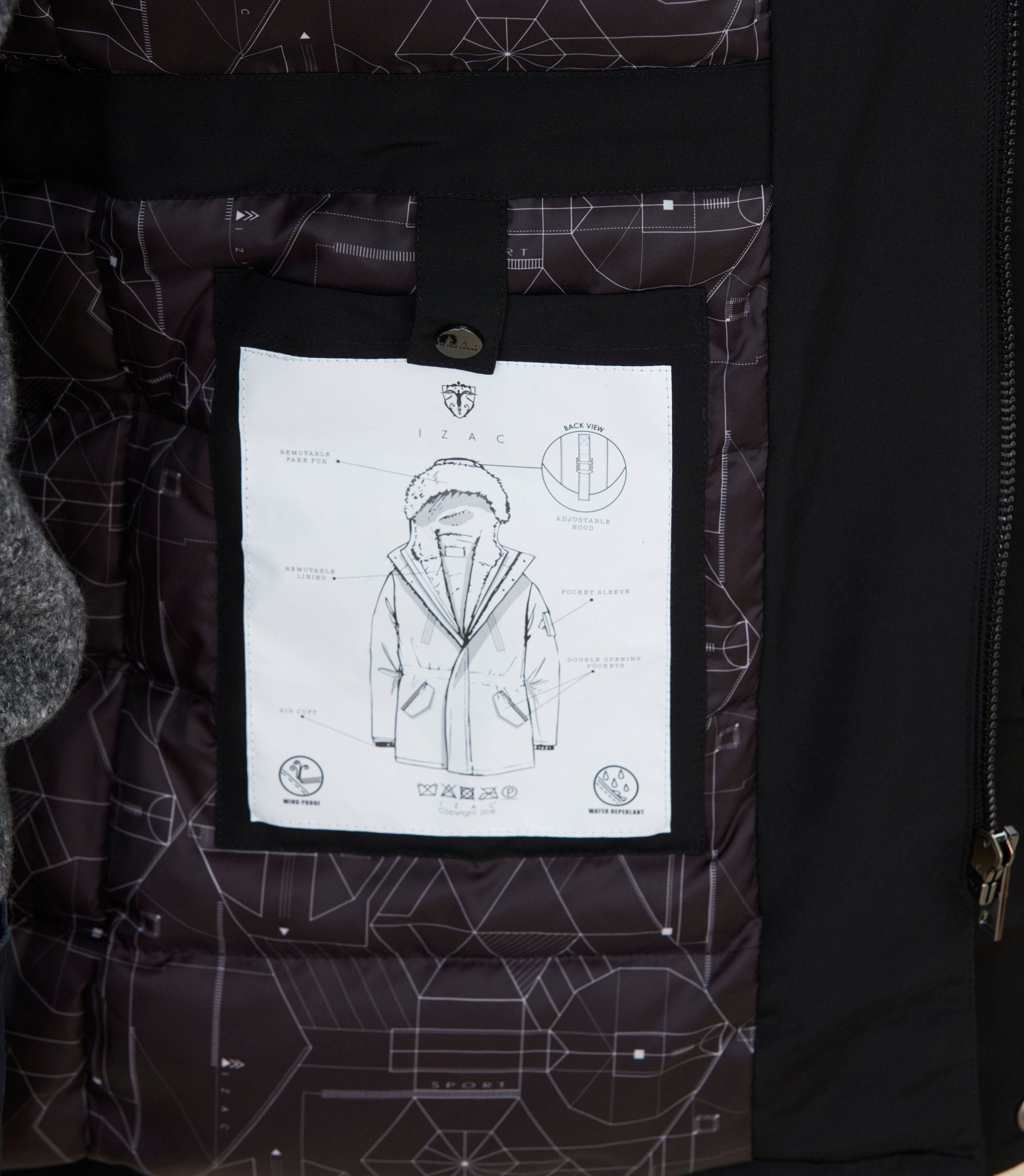 Parka longue noire "Ticiano" - IZAC