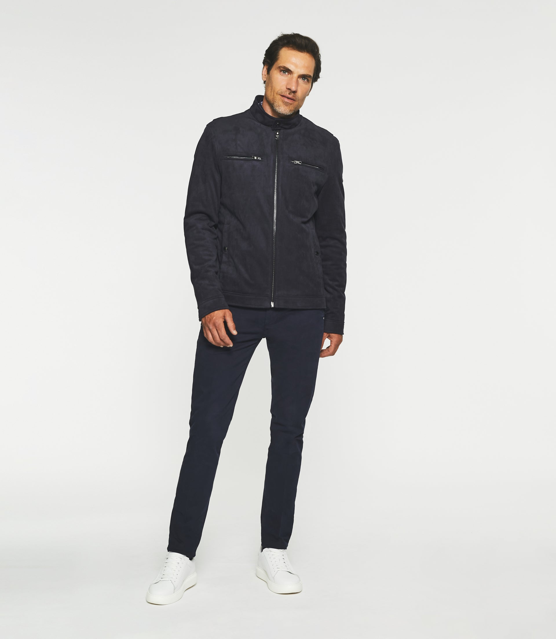 Blouson en suédine marine MALWEN - IZAC
