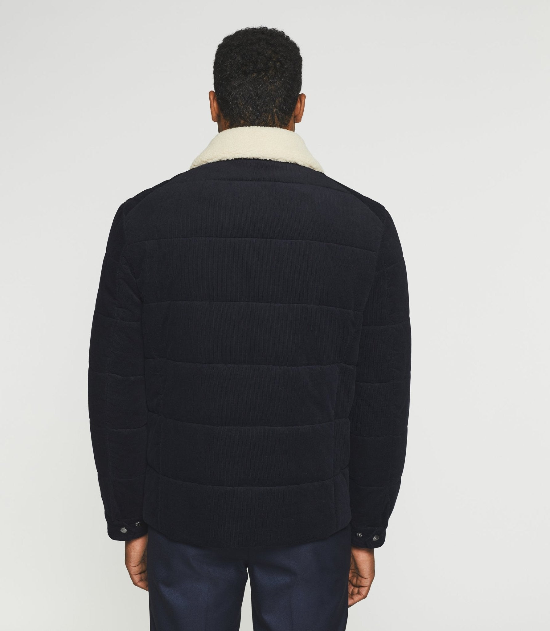 Blouson matelassé en velours marine MANI - IZAC