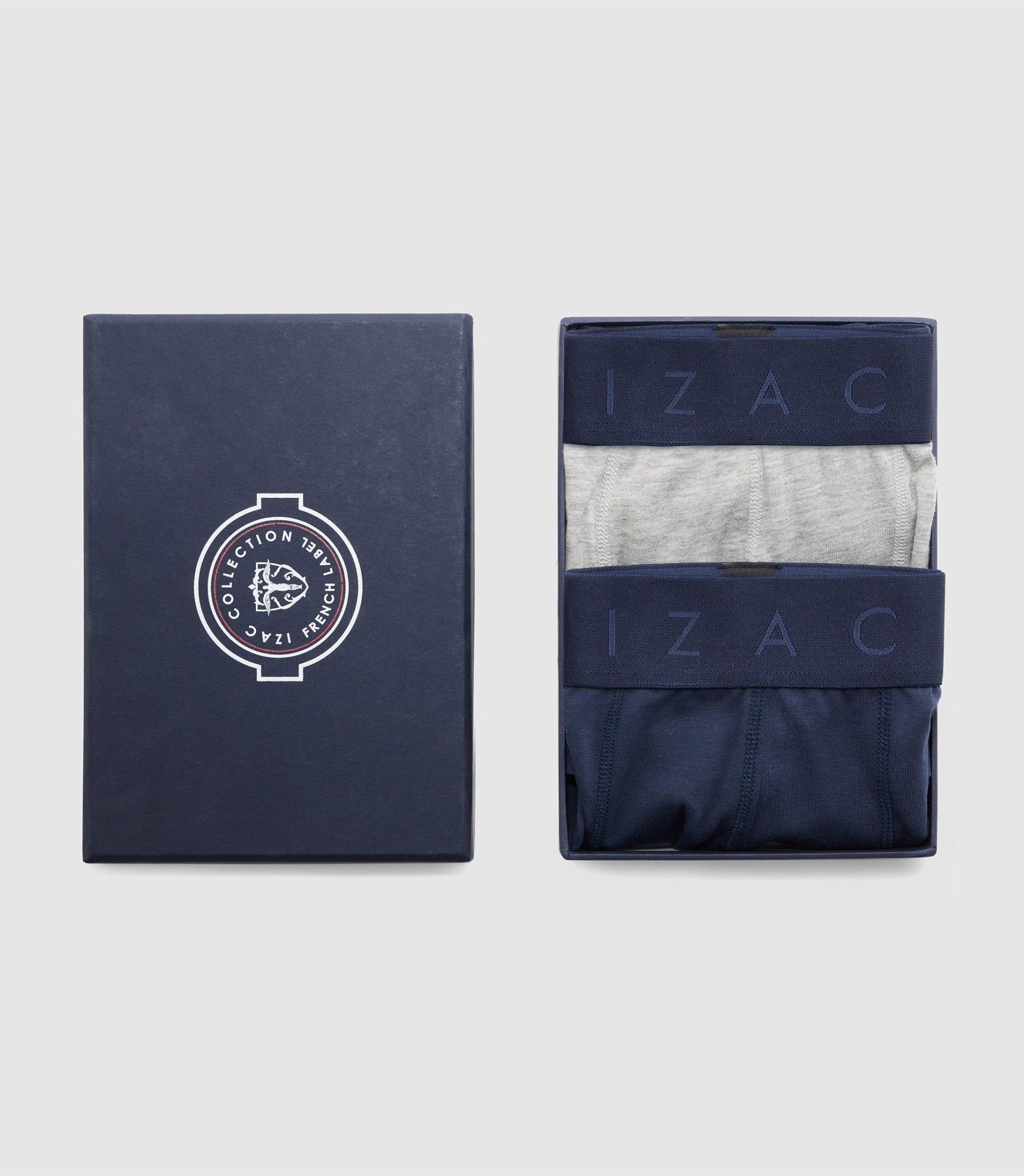 Pack de 2 boxers marine - gris chiné "Wax" - IZAC