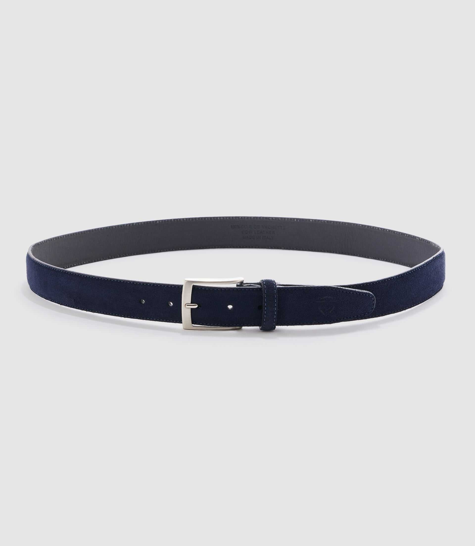 Ceinture 35mm ajustable en cuir marine NANDO - IZAC
