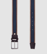 Ceinture ajustable 35mm beige et marine "Natte" - IZAC