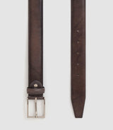 Ceinture couture en cuir patiné gris "Xalcazar" - IZAC