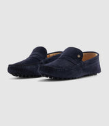 Mocassin en cuir velours marine "Eros" - IZAC