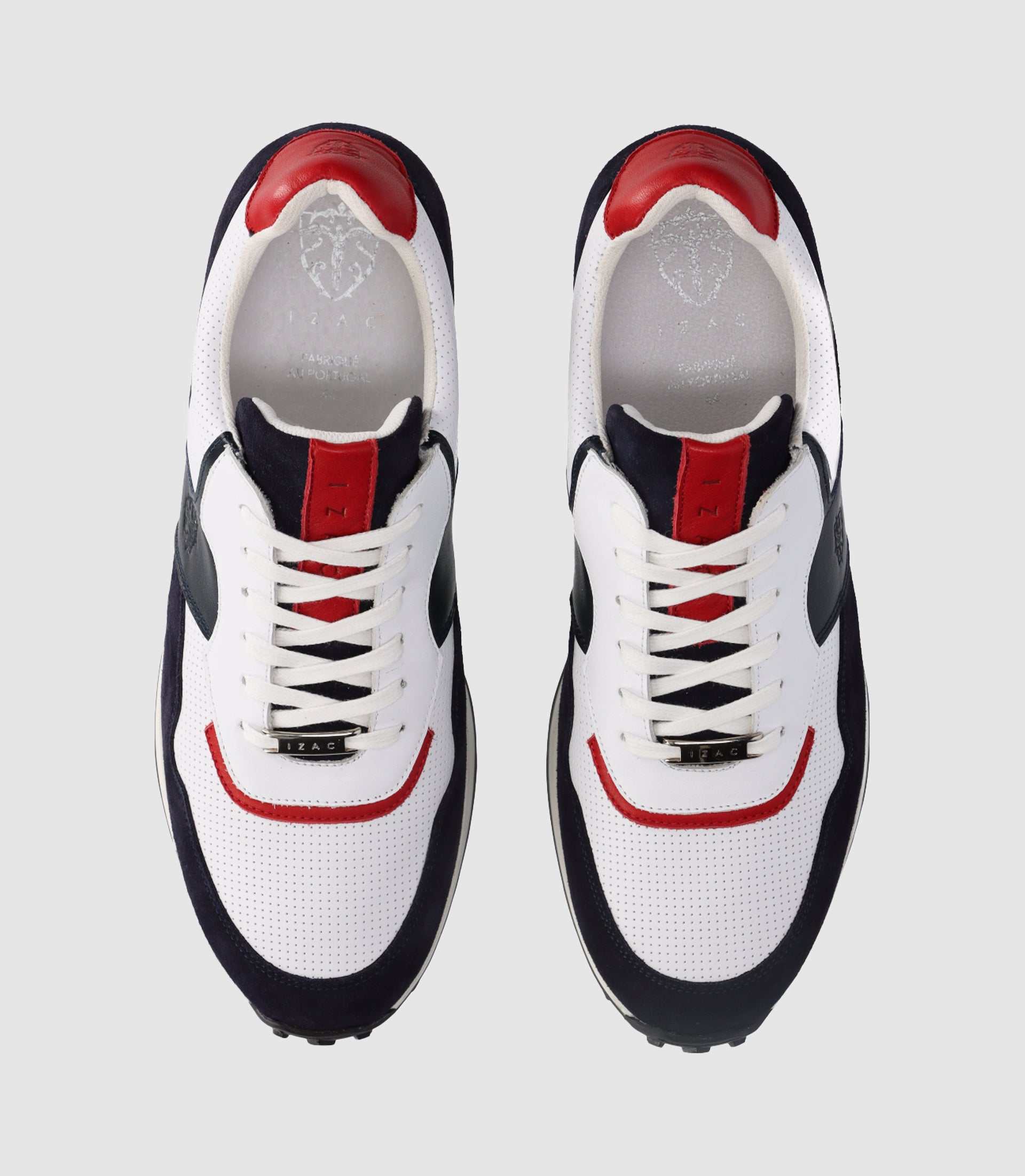 Sneakers en cuir marine blanche et rouge ENZO - IZAC