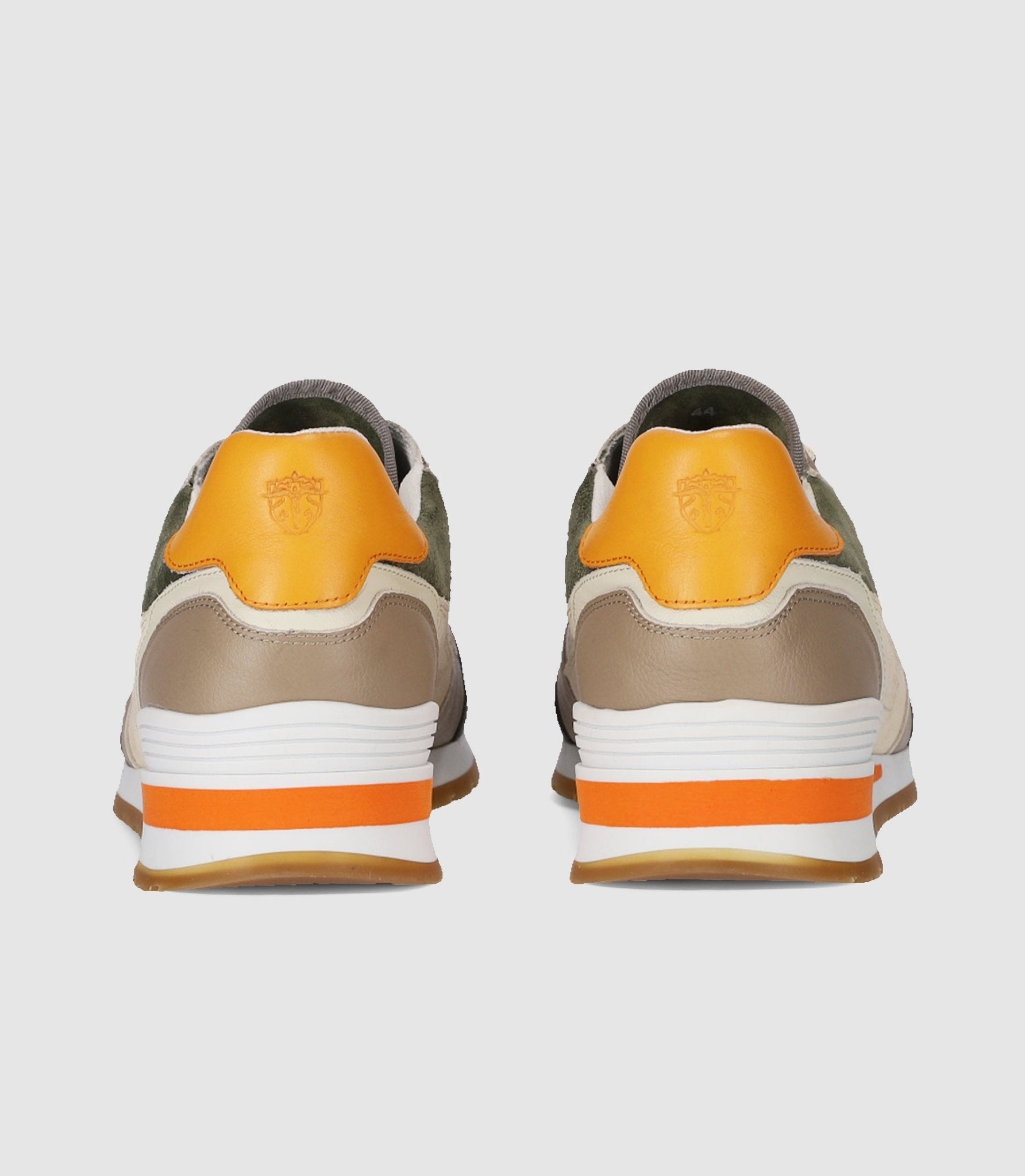 Sneakers en cuir kaki beige et orange ERWAN - IZAC