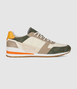Sneakers en cuir kaki beige et orange ERWAN - IZAC