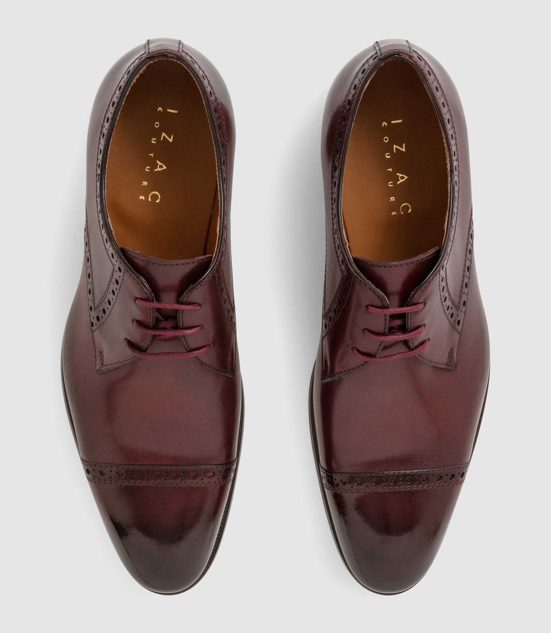 Derby couture en cuir bordeaux "Camillo" - IZAC