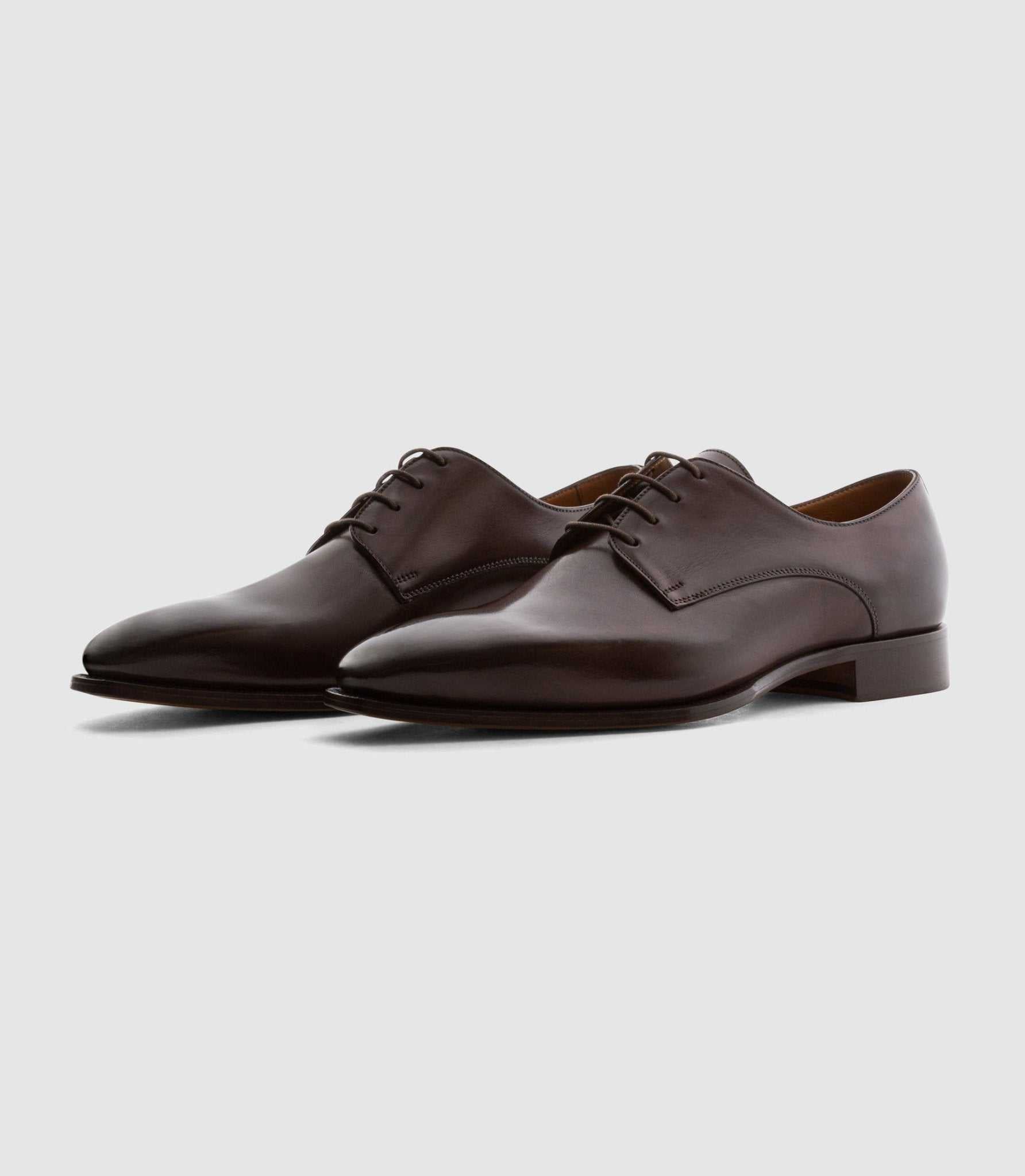Derby couture en cuir marron "Cassio" - IZAC