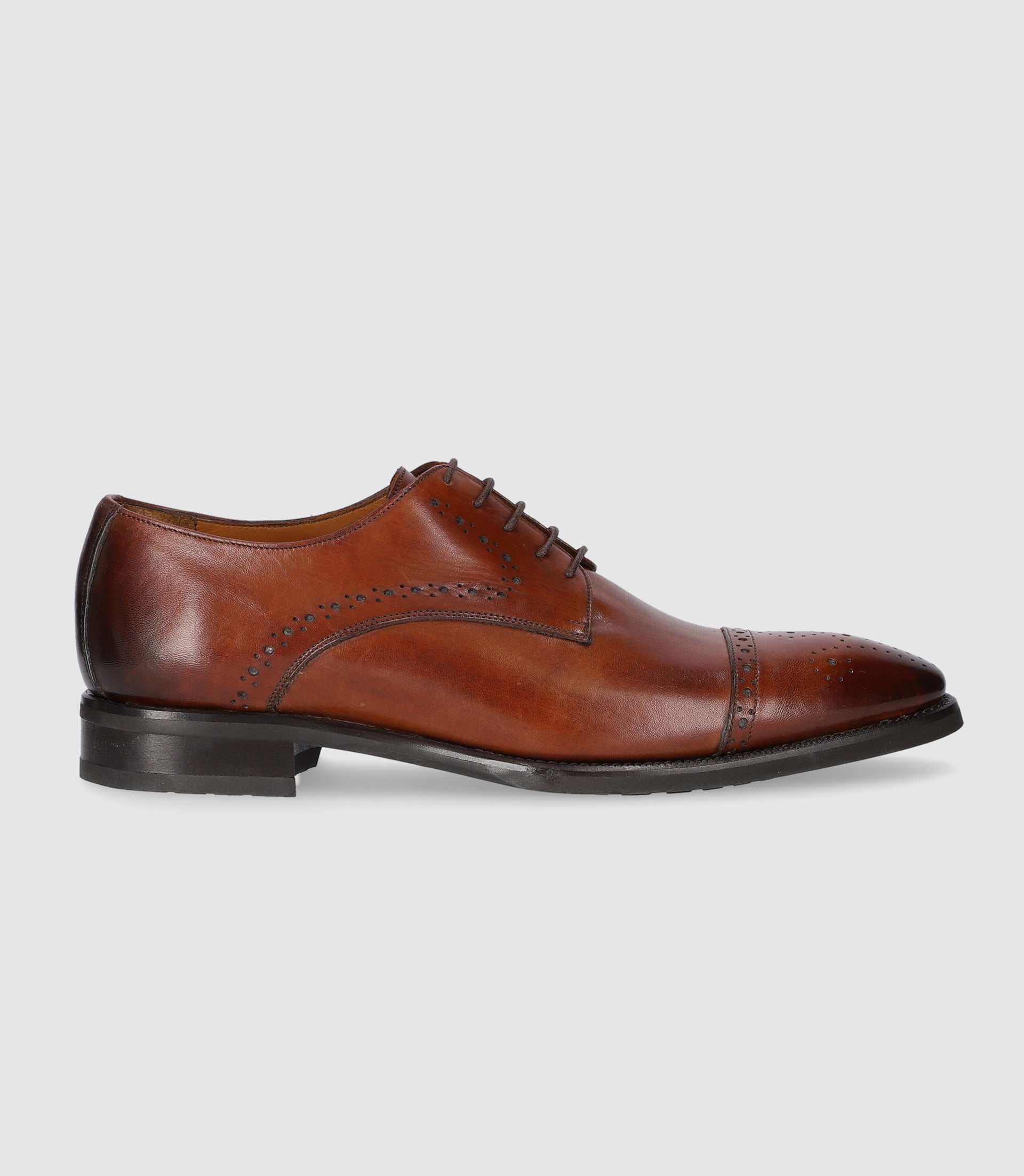 Derby couture en cuir marron clair OCTAVIO - IZAC