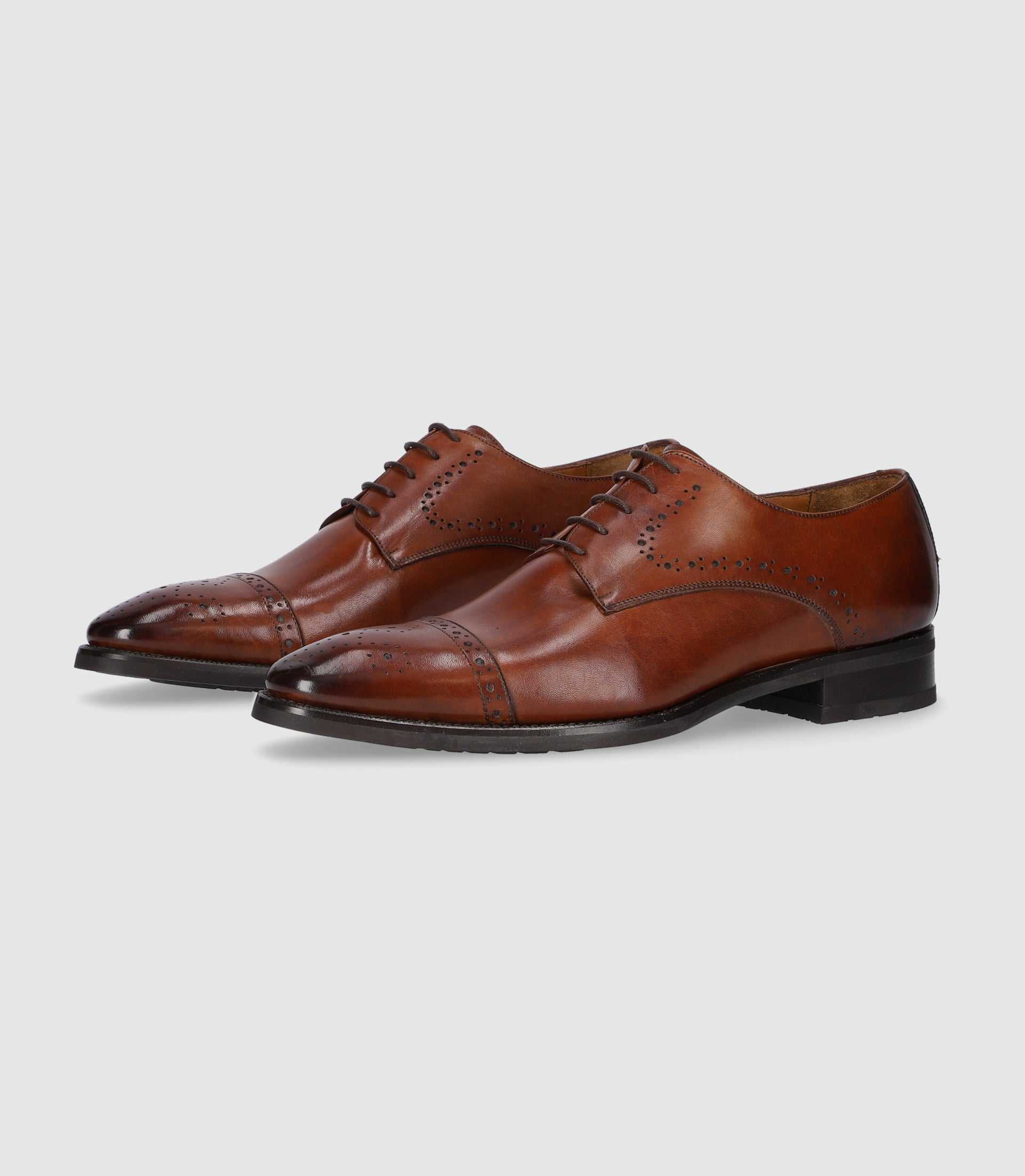 Derby couture en cuir marron clair OCTAVIO - IZAC