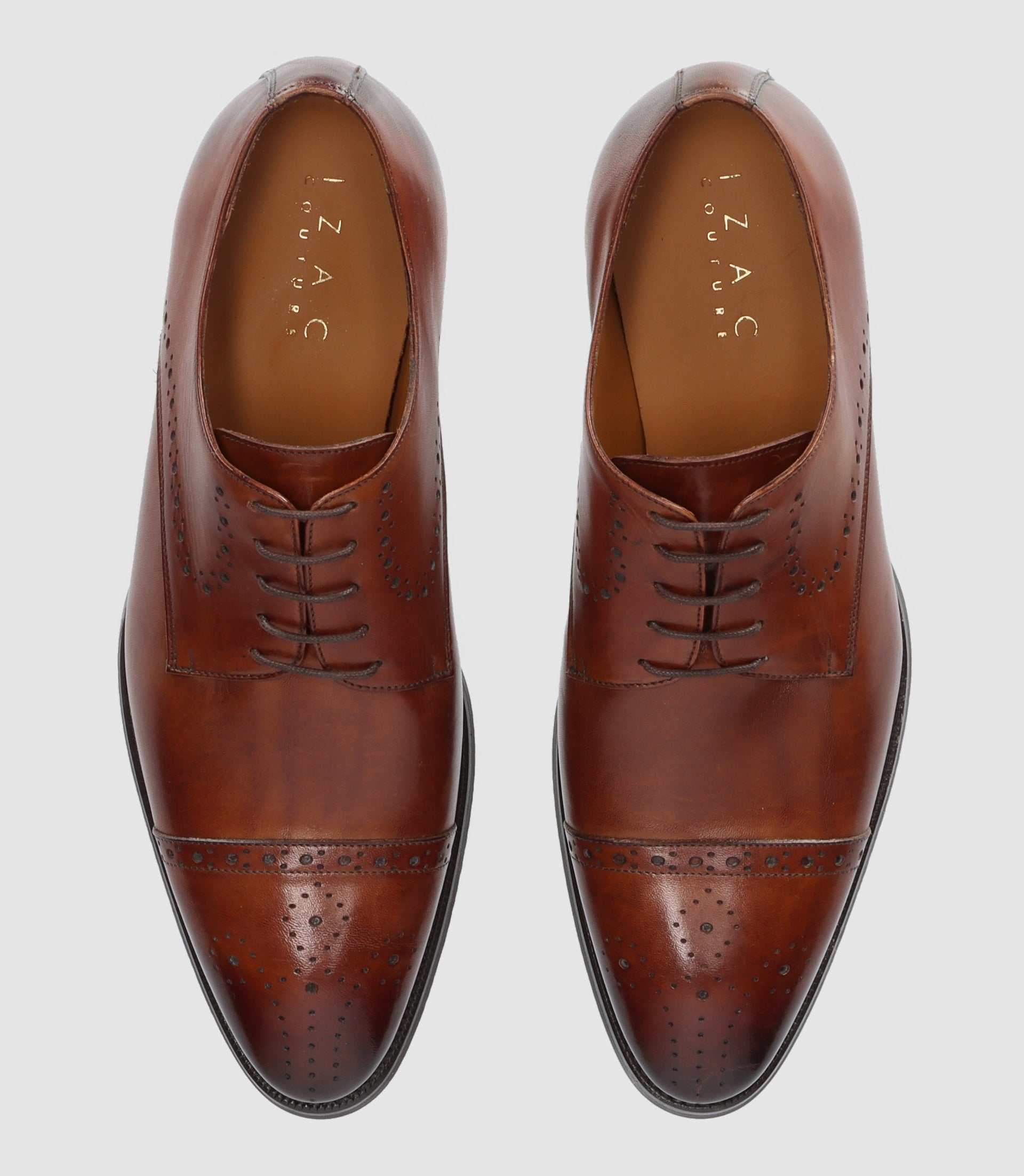 Derby couture en cuir marron clair OCTAVIO - IZAC