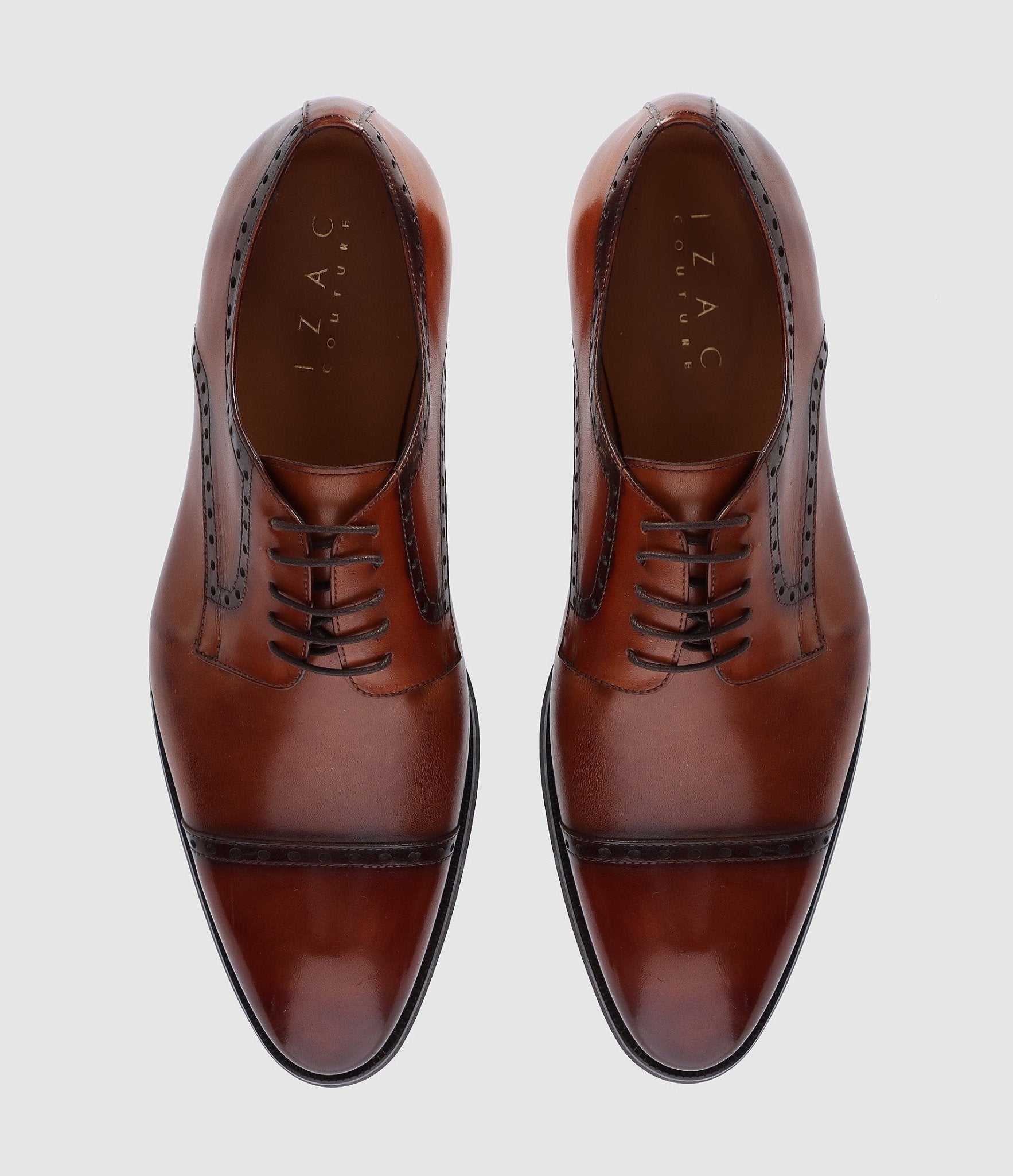 Derby couture en cuir marron clair OCTAVE - IZAC