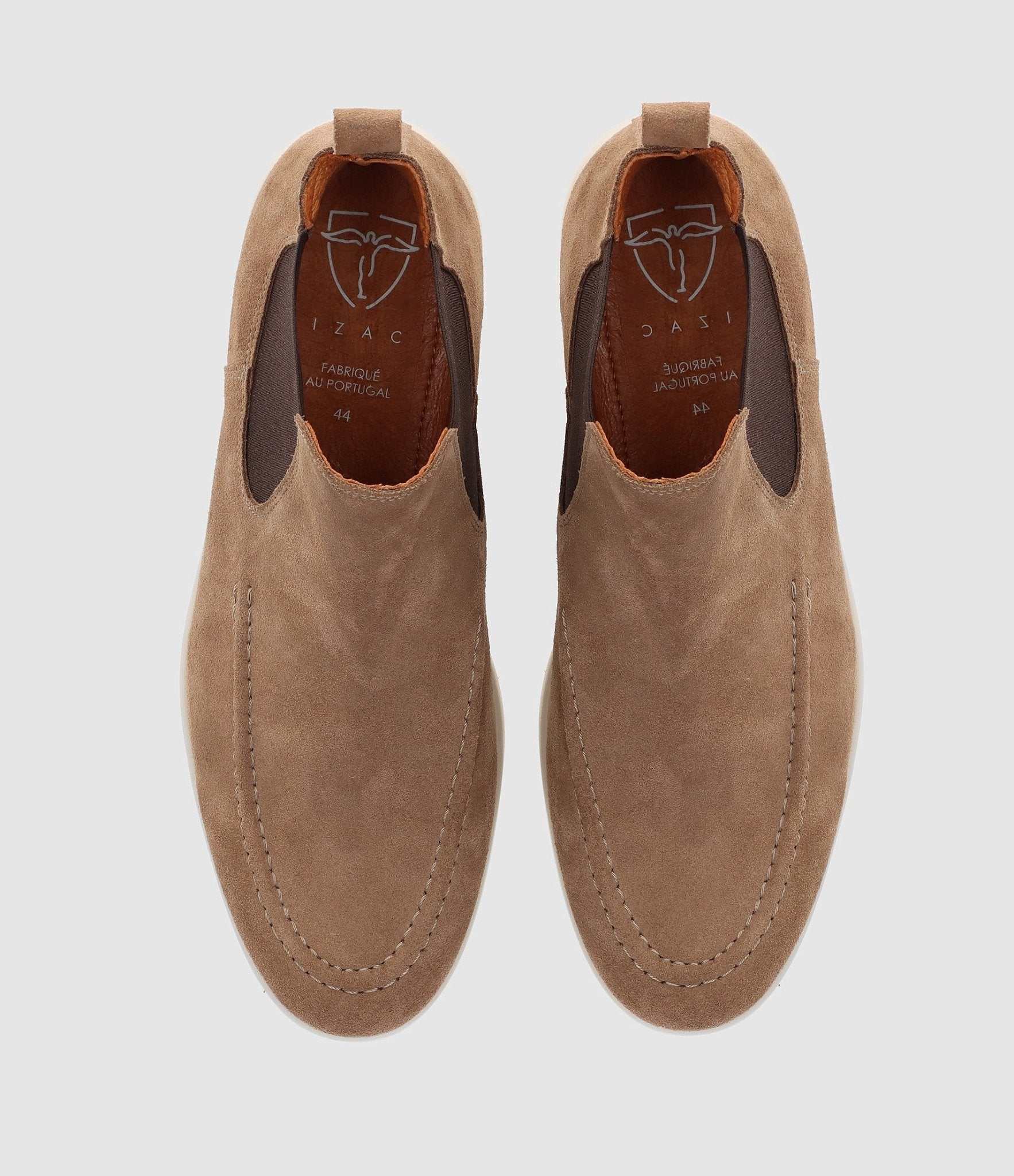 Bottines élastiques en suede taupe OMAHA - IZAC