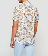 Chemise manches courtes blanche et beige "Kaily" - IZAC