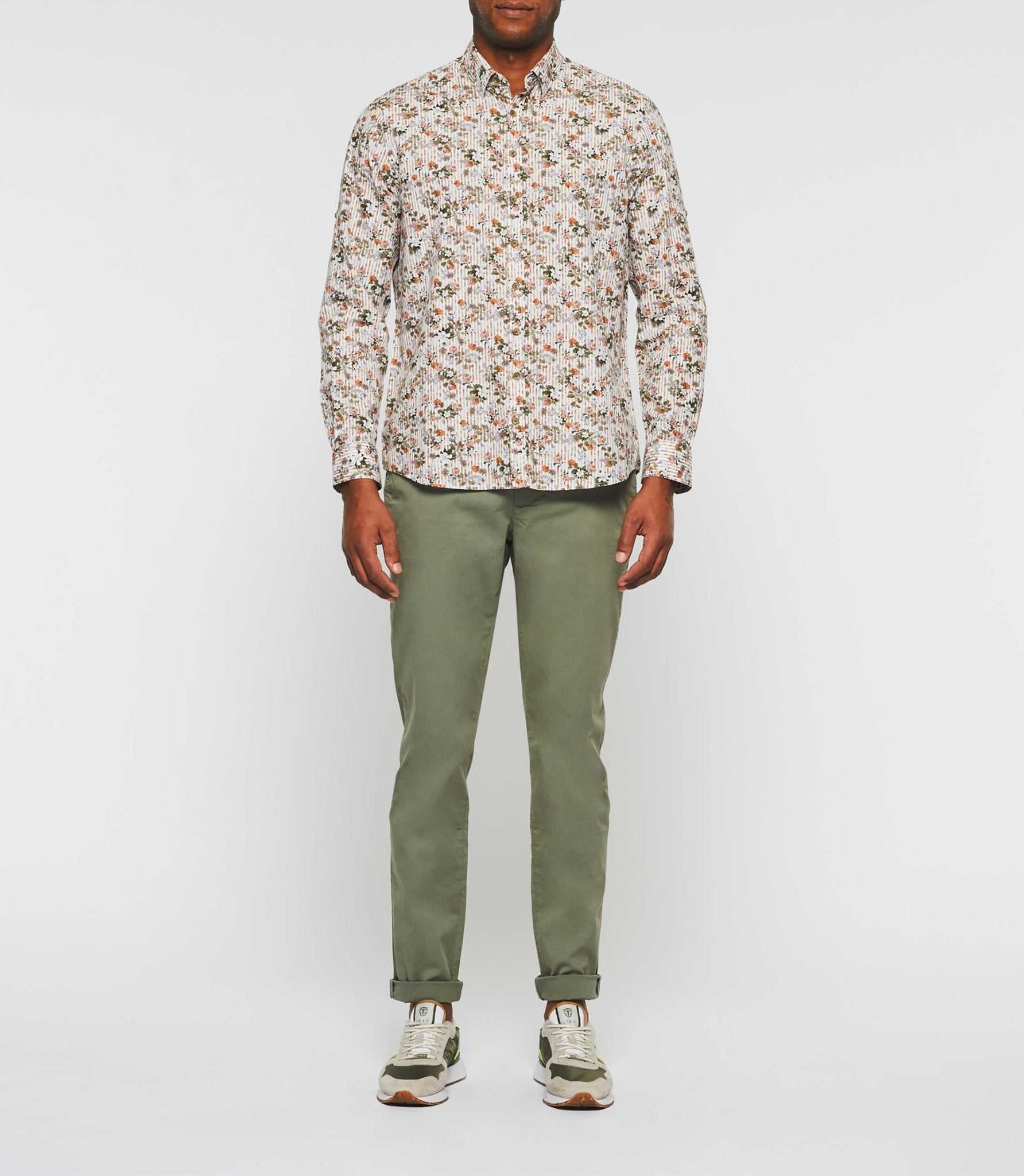 Chemise casual imprimée beige kaki "Kalidor" - IZAC