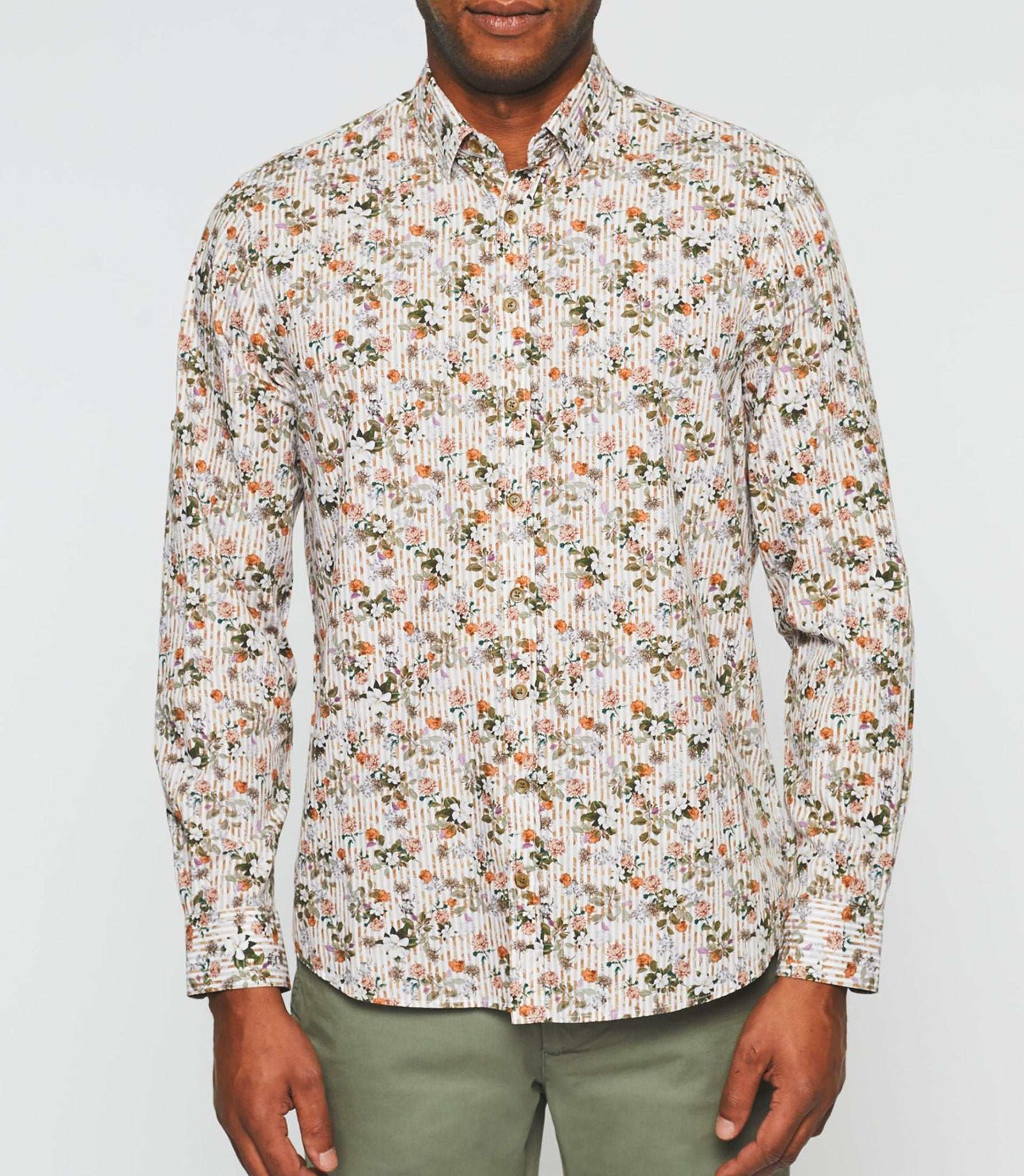Chemise casual imprimée beige kaki "Kalidor" - IZAC