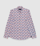 Chemise regular à imprimé blanche et rouge KAOSOUT - IZAC