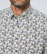 Chemise manches courtes blanche et bleue "Kerane" - IZAC
