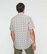 Chemise manches courtes blanche et bleue "Kerane" - IZAC