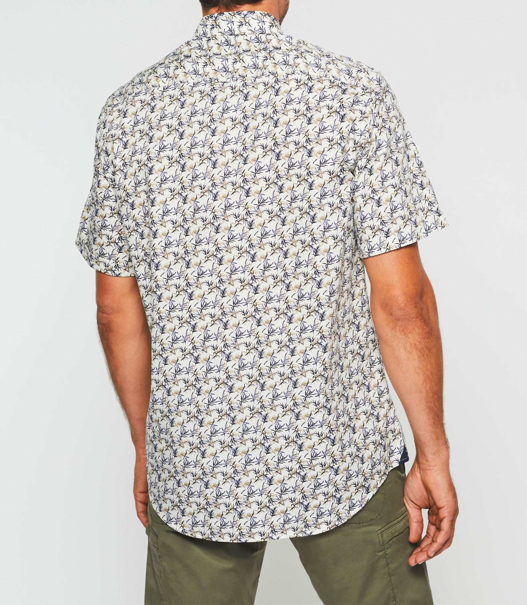 Chemise manches courtes blanche et bleue "Kerane" - IZAC