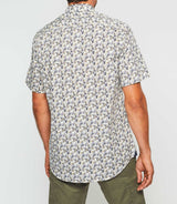 Chemise manches courtes blanche et bleue "Kerane" - IZAC