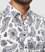 Chemise casual blanche et marine "Kinou" - IZAC