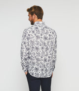 Chemise casual blanche et marine "Kinou" - IZAC