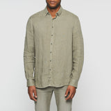 Chemise casual en lin et coton kaki KISSOUT - IZAC