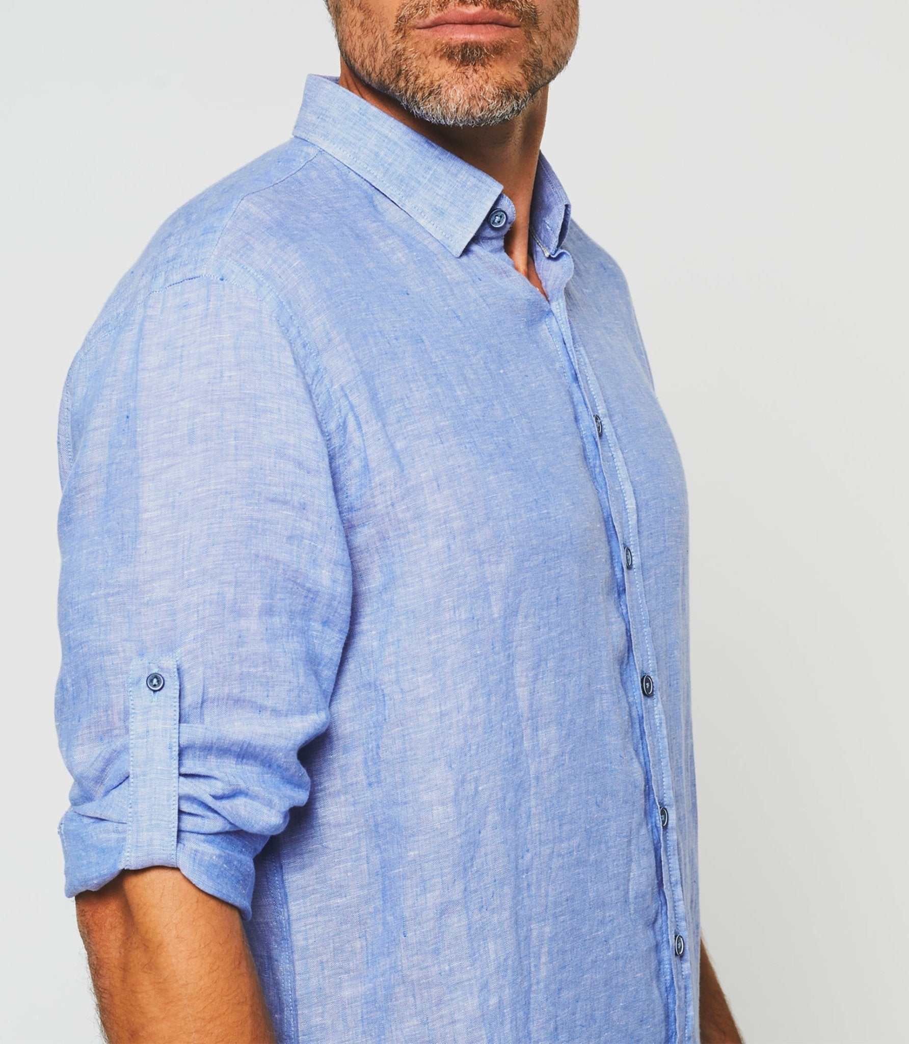 Chemise en lin bleu indigo "Kiss" - IZAC