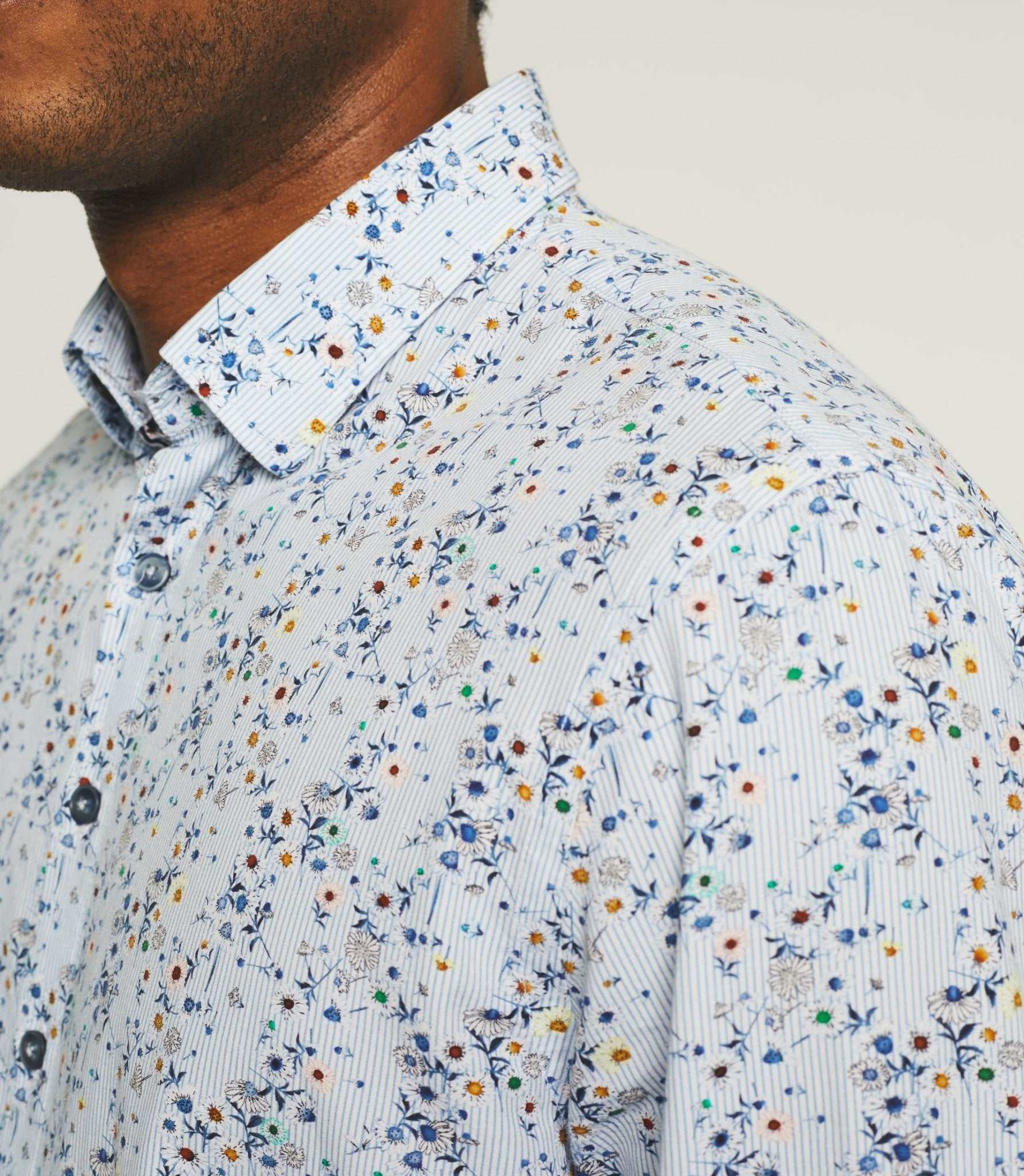 Chemise casual à imprimé bleu ciel "Kyrian" - IZAC
