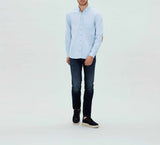 Chemise casual bleu ciel en coton lavé "Marilou" - IZAC