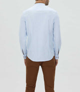 Chemise casual à col mao bleu ciel "Mata" - IZAC