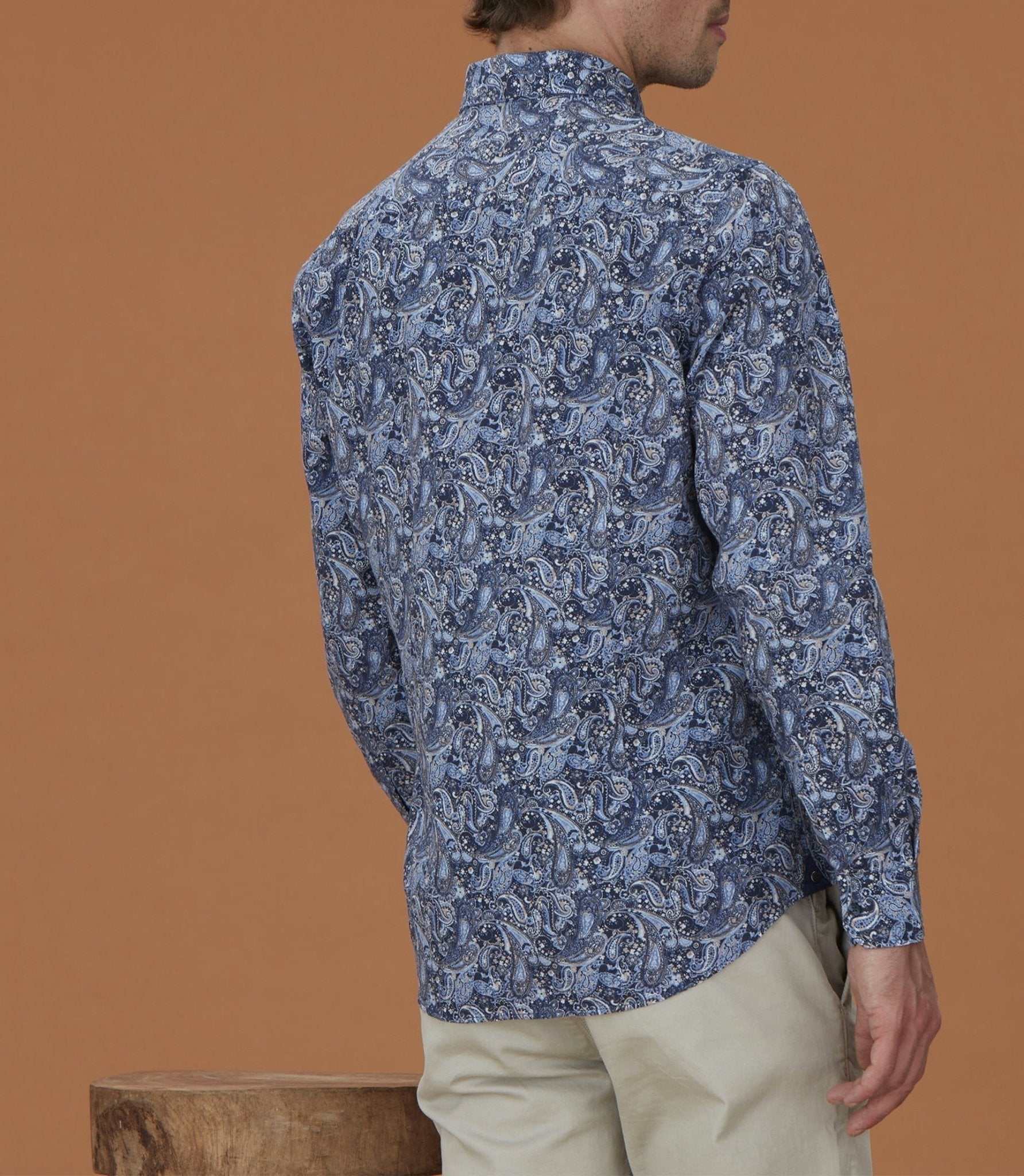Chemise casual à imprimé cachemire bleu ciel "Mateo" - IZAC