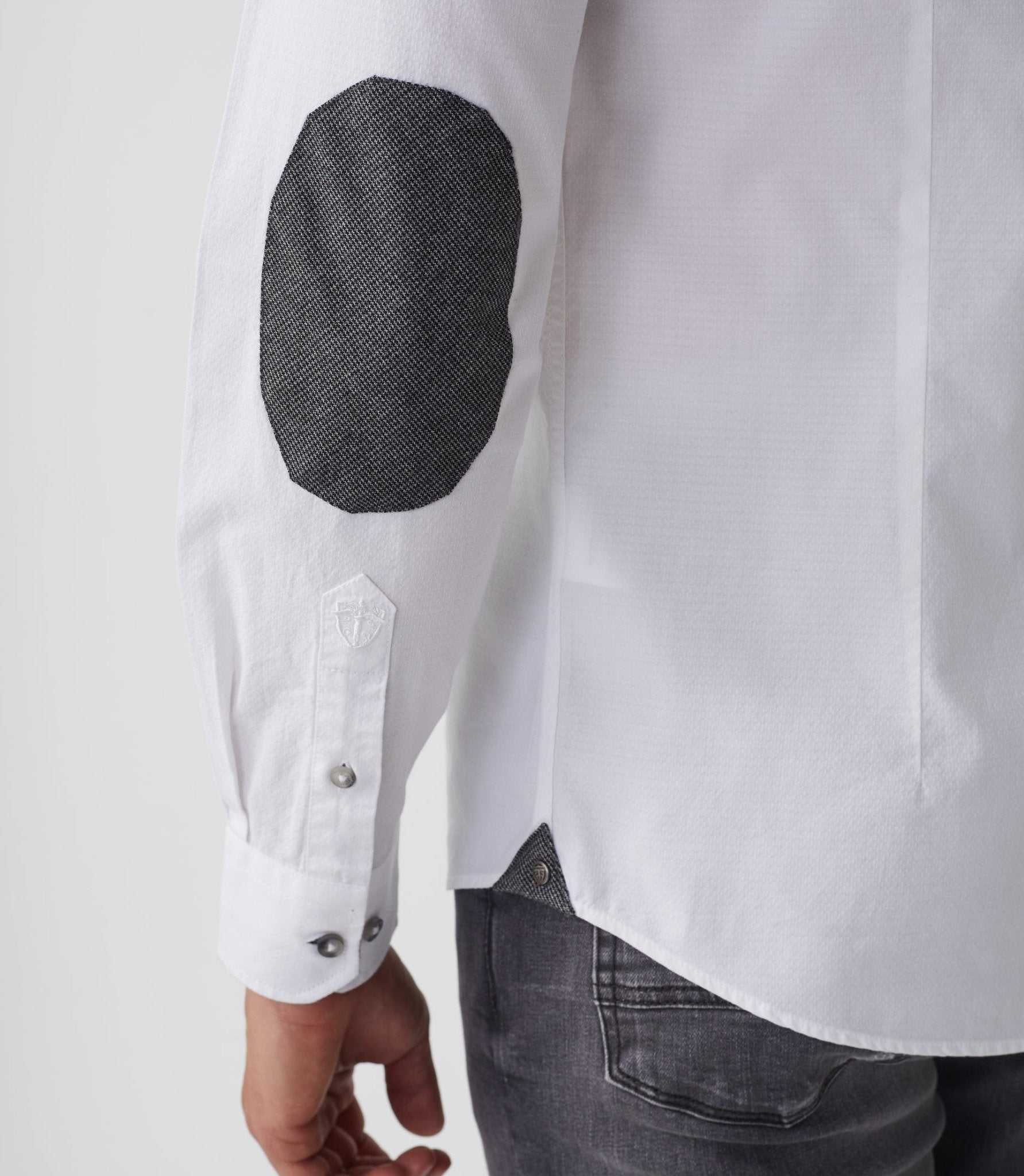 Chemise casual blanc - gris "Abel" - IZAC