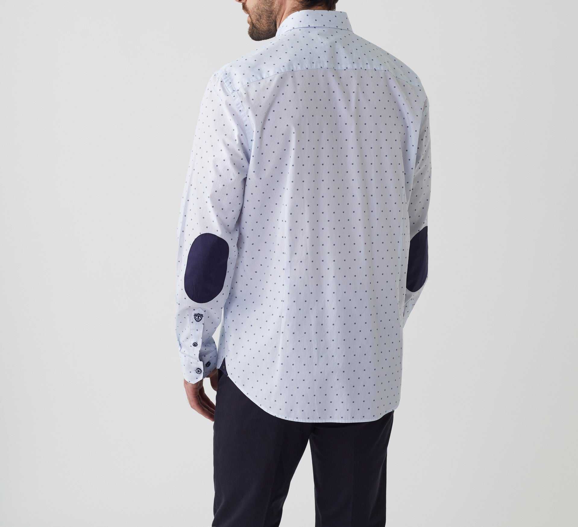 Chemise casual imprimé blanc - marine "Aissam" - IZAC