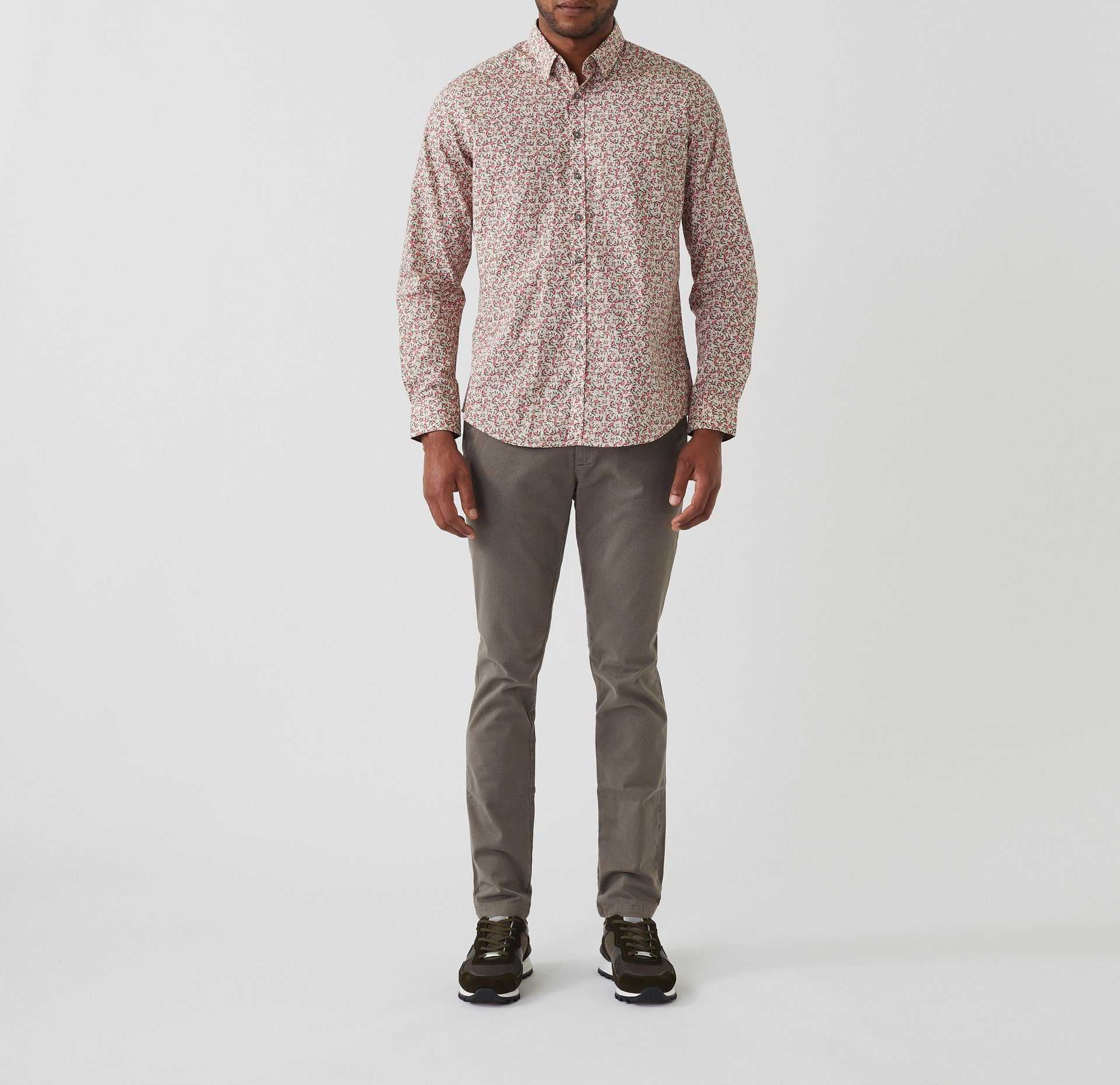 Chemise casual imprimée écru - kaki "Aloha" - IZAC