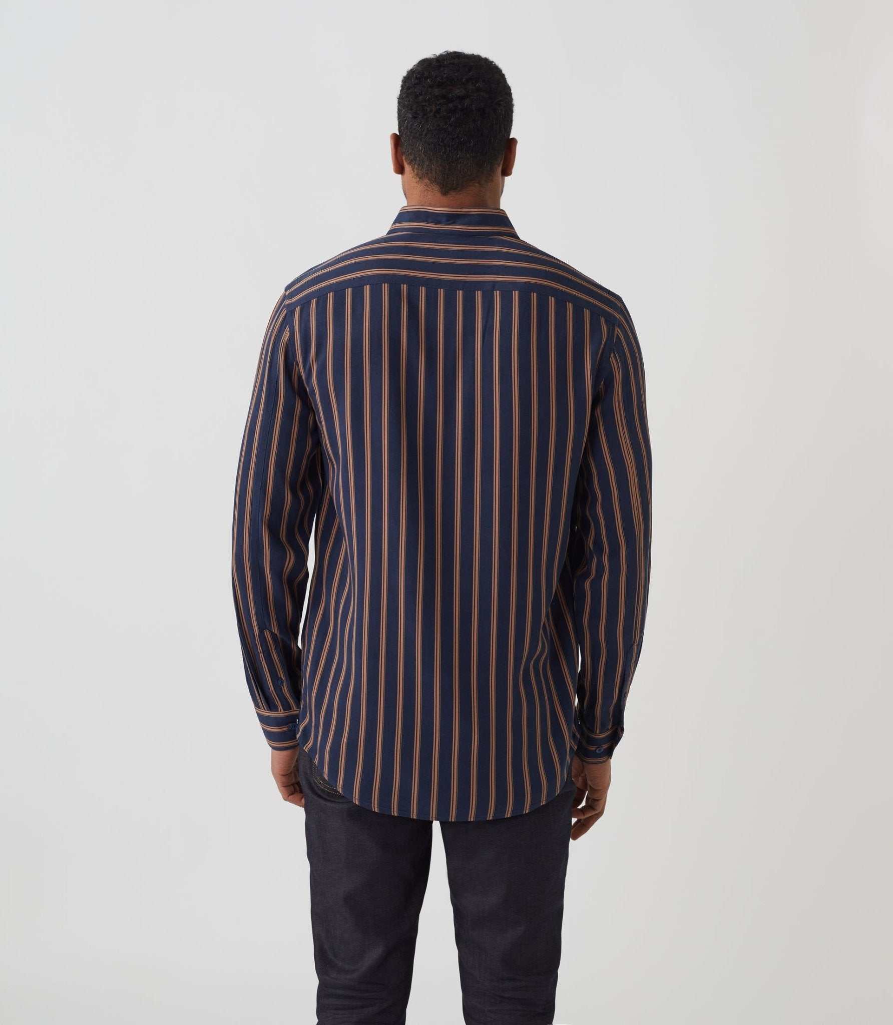 Chemise casual marine - camel "Amore" - IZAC