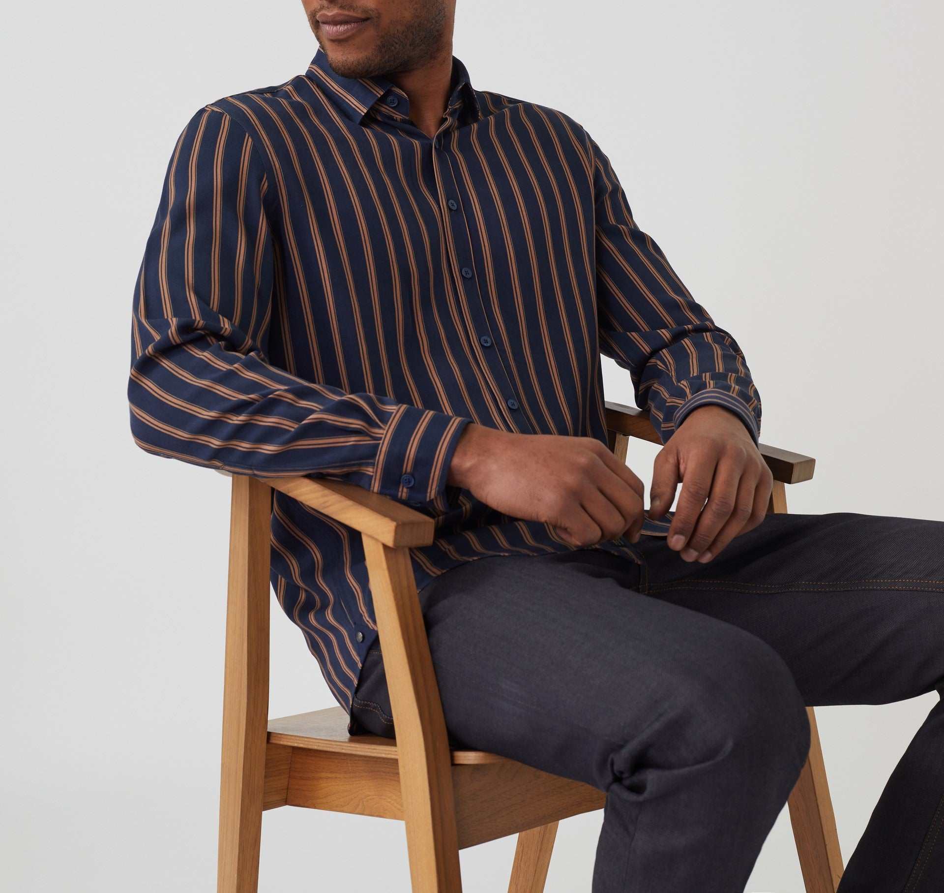 Chemise casual marine - camel "Amore" - IZAC